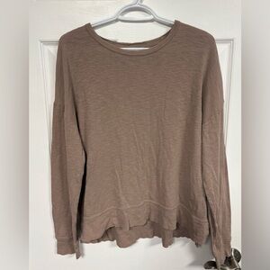 Buffalo David Bitton Long Sleeve Tan Beige Top, Woman Size Medium Shirt